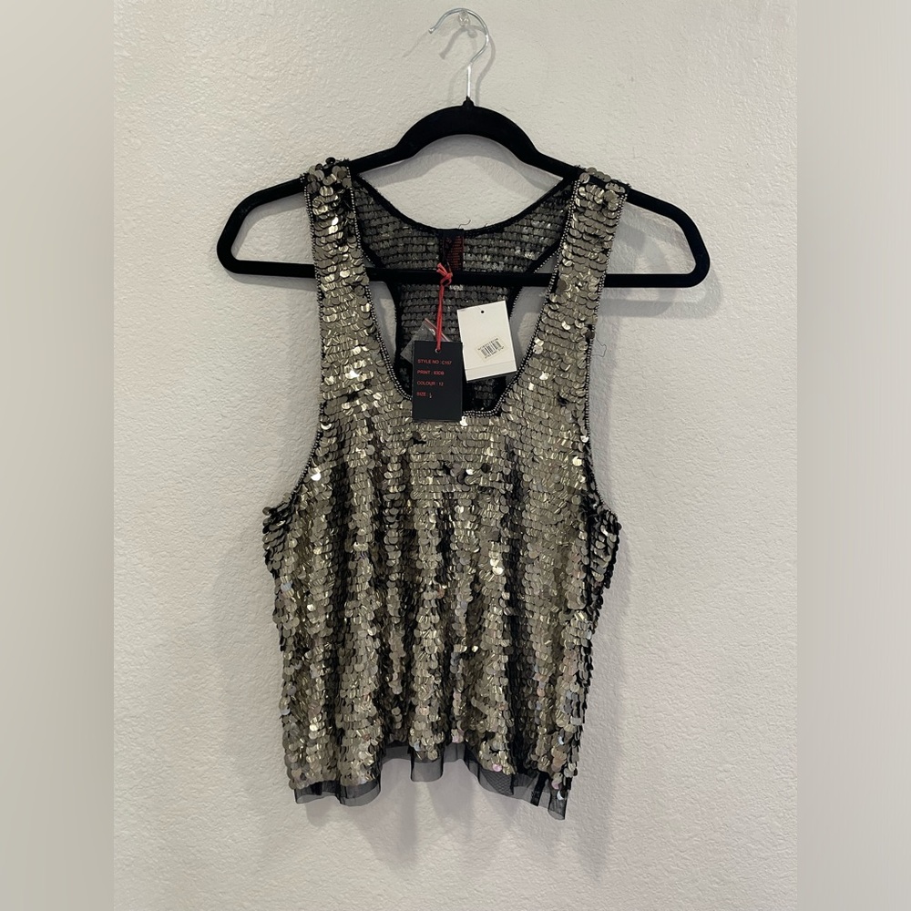 RAGA Sequin Crop Tank Large NWT